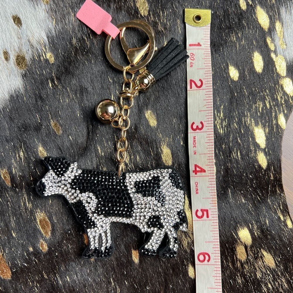 Blinged Cow Keychain